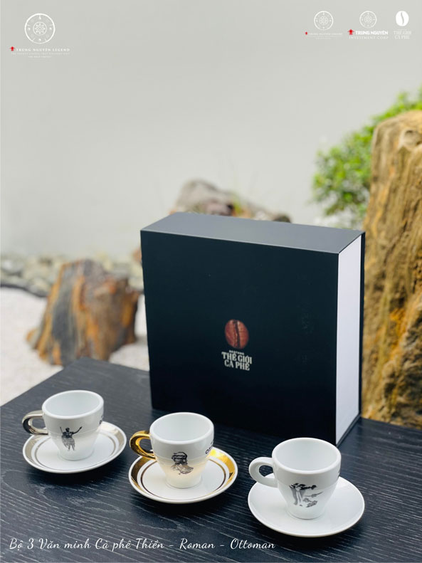 Bộ 3 ly Espresso  3văn minh cà phê Ottoman – Roman – Thiền